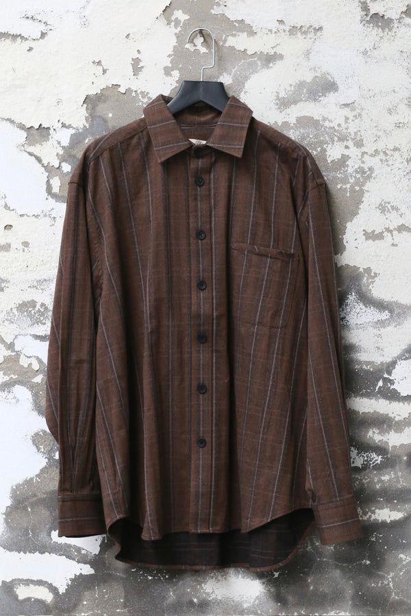 AVIVA JIFEI XUE 25 Autumn and Winter Simple Shirt / Layered Balloon Skirt AJX-FW25-ES-USCT-Umber Stripe Top